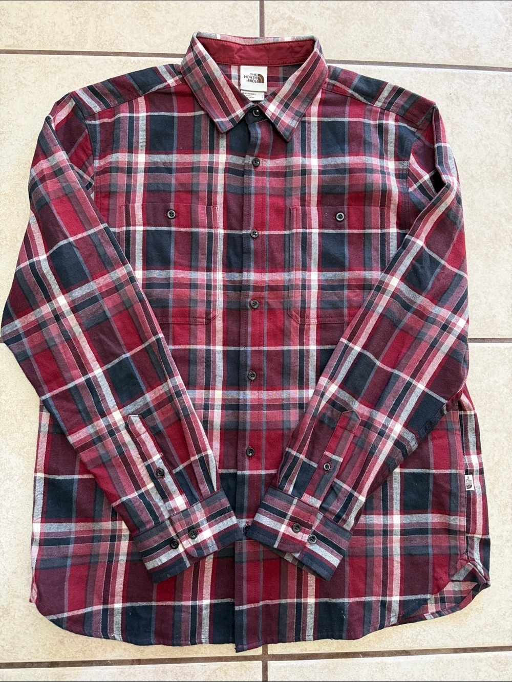 The North Face Red & Black Plaid flannel Button-Down Shirt